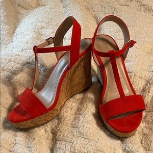 Charles By Charles David Red Wedge Sandals